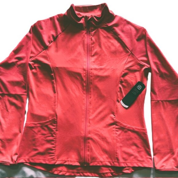 daisy fuentes Ladies Fit Athletic Top Large Full Zip Sheer Shoulders Back NWT - Picture 1 of 11